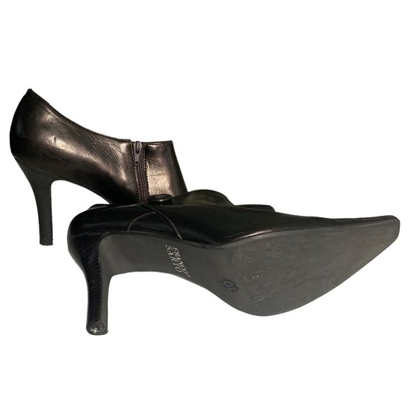 Franco Sarto Asterik Retro Heels 9.5 Dark Brown Copper Side Zipper Pointed Toe - Picture 2 of 7